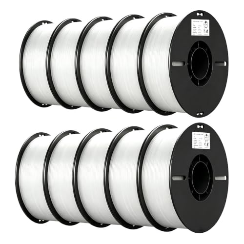 Image of Creality 10 Pack PLA 1.75mm Filament Bundle for 3D Printing with No-Tangling Strong Bonding and Overhang Performance, Accuracy + /- 0.02mm, White