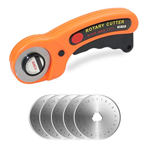 Bestgle 45mm Coupe Rotatif de Tissu avec 6pcs 45mm Lames de Coupe Circulaire Coupe de Patchwork Couture en Cuir Rotary Cutter pour Couture Quilting Tissu Coupe Artisanat Outil Jaune Cover