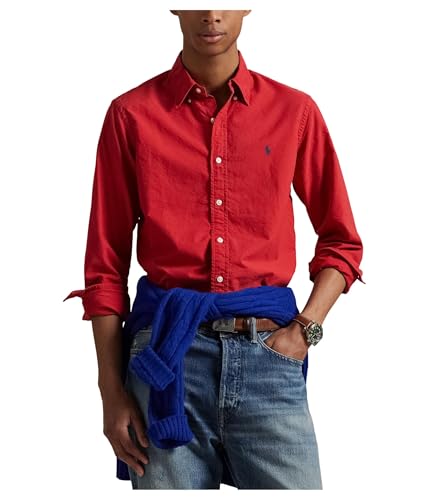 Polo Ralph Lauren Mens Classic Fit Garment-Dyed Oxford Shirt, New Brick, XL