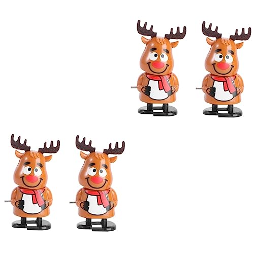 TOYANDONA 4 pcs Doll playsets Wind-up Reindeer Model Wind up Walking Toy Children Clockwork Toy