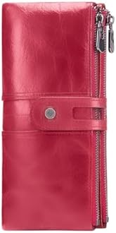 Contacts Bifold Wallets for Women | Genuine Leather Ladies Clutch/Wallet with RFID Protection | Slim Zipper Purse/Card Holder Organizer for Women (W15-Red)…