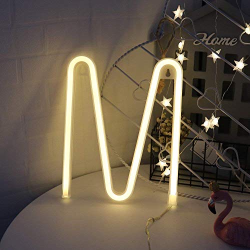 Image of ENUOLI LED Letter Neon Lights Light up Words Sign Alphabet Neon Sign (M) | Art Decorative Lights Wall Decor Marquee Words Neon Lights for Wedding Birthday Party Christmas Home Bar Club Baby Room Decor