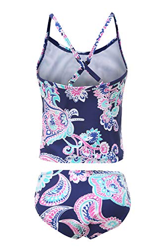 Girls Two Piece Tankini Swimsuits Rainbow Striped Bathing Suit Kids Hawaiian Swimwear 3-16 Years2