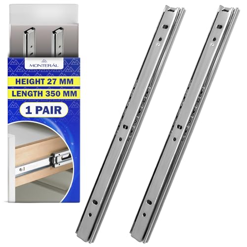 1 Paire Glissiere pour Tiroir sur Roulement à Billes 350 mm x H 27 mm - Télescopiques Coulisse Tiroir Ont une Extension Partielle de 236 mm - Garantie de 10...