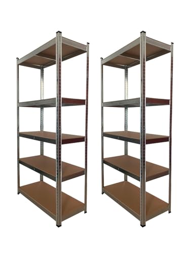 JARDIN202 - Estantería Modular de acero y madera | Estantería Decorativa industrial para hogar, despacho o negocio | Estantería - Pack 2 uds (Plata)
