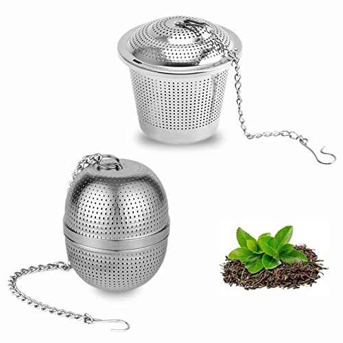 Torytoe colador de té de acero inoxidable, 2 piezas filtro té para taza infusor de té con cadena bola de te filtro infusiones para té, especias, tetera, (plata) Cover