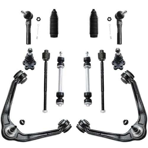 Image of Detroit Axle - RWD Front End 16pc Suspension Kit for 1999-2006 Chevrolet Silverado 1500 GMC Sierra 1500, 2 Control Arms 2 Ball Joints 4 Tie Rods 2 Sway Bars 4 Front and Rear Shock Absorbers 2 Boots