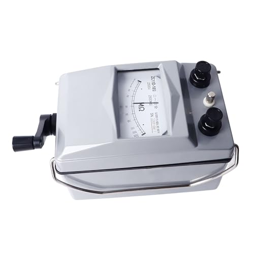 Image of 2500V Insulation Tester, Hand Crank Ground Ohm Meter, Aluminum Case Megohmmeter, 0-2500 Measuring Range, Portable with Stainless Steel Handles