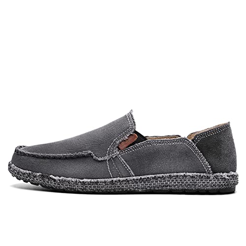 JAMONWU Men's Slip on Shoes Cloth Shoes Deck Shoes Canvas Leisure Vintage Casual Loafer Boat Shoes2
