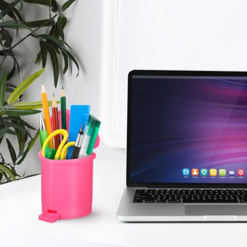 Mini bote de basura rosa con tapa para escritorio 4.1 pulg miniatura 5