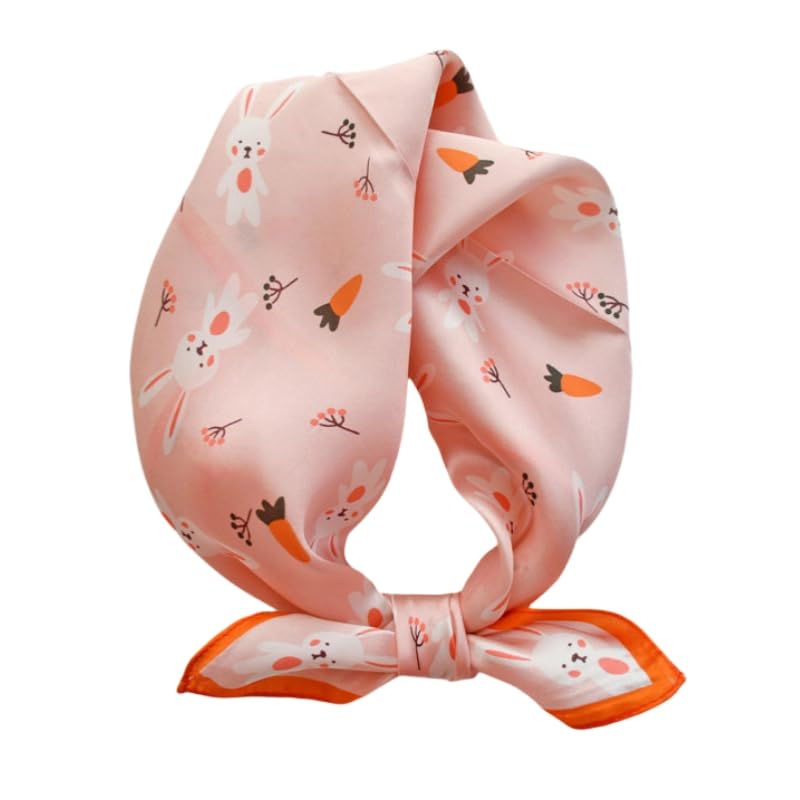 Foulard carré femme 100 % soie anti-frisottis protège cheveux motif lapin