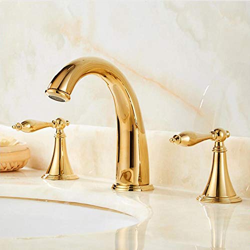 Robinet de salle de bain rétro en laiton doré à double commande