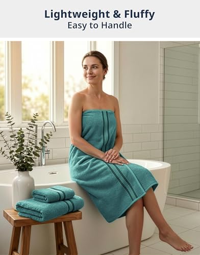 Image of Lane Linen Luxury Bath Towels Set - 6 Piece, 100% Cotton, Zero Twist, Quick Dry, Absorbent, Super Soft 2 Bath Towels, 2 Hand Towels, 2 Wash Cloths: Teal