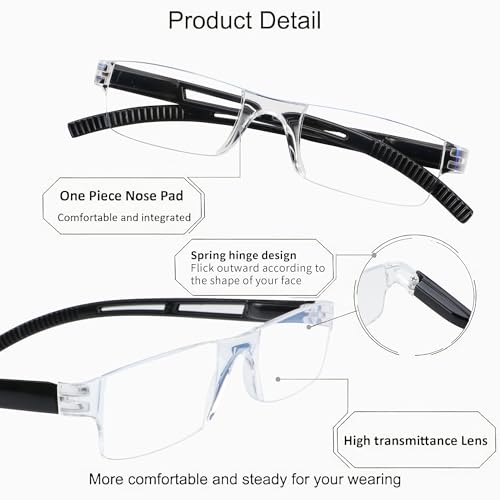 Image of YEIN Reading Glasses 8 Pairs Blue Ligth Blocking Reading Glasses for Men and Women Fashion Square Frame Readers (4 Color+4 Black,+3.75)