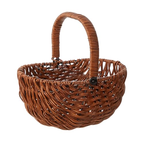 Rattan Flower Basket, Small Wicker Basket with Handle, Flower Girl Baskets Empty Gift Basket Rattan Basket, Woven Storage Basket for Home Wedding Garden Decoration