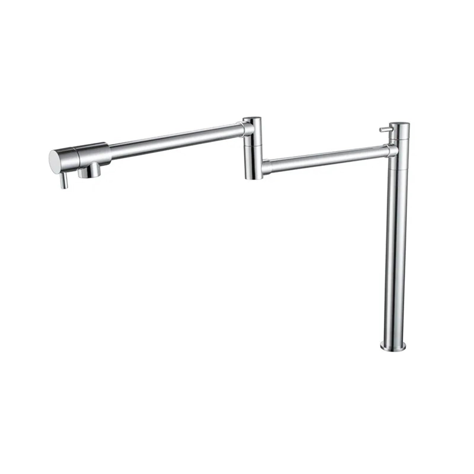 Ewsdsfs Sliver Chrome Solid Brass Deck Mounted Double-Jointed Pot Filler Kitchen Sink Faucet Cold Water Only Tap(Sliver Chrome)