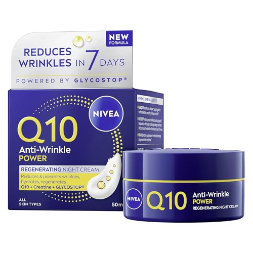 NIVEA Q10 Anti-Wrinkle Power Regenerating Night Cream (50ml) Hydrating Night Face Moisturiser to Reduce Lines and Wrinkles Anti Wrinkle Face Cream for Firmer Skin in 7 Days