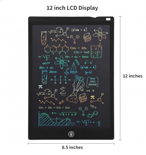 Image of LCD Writing Tablet, Digital Drawing Pad with Colorful Display, Electronic Notepad for Notes and Sketches 12-INCHES (Multicolour, Pack of 1)