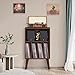 Lerliuo Record Player Stand, Walnut Turntable Stand Holds up to 160 Albums, Mid-Century Vinyl Storage Cabinet Table with Solid Wood Legs, Record Player Holder Dispaly Shelf for Bedroom Living Room