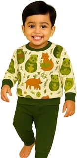 WAAMY69 Adorable Animal Print Sweatshirt & Pant Set for Toddlers Price In India