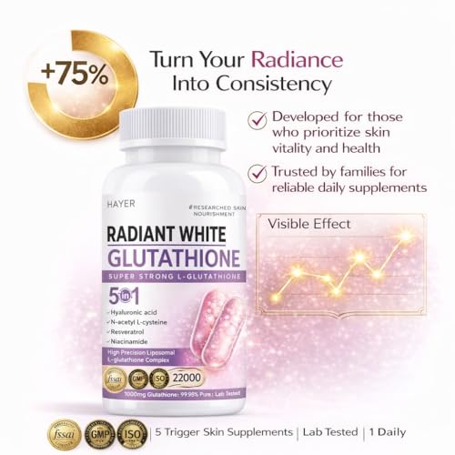 Image of Liposomal Glutathione by Hayer for Skin Whitening 1000mg, 99% Skin Supplements 60 Tablets