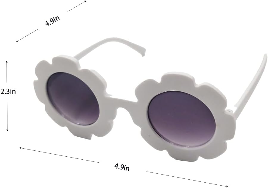 VIGUEUR 2PCS Round Flower Sunglasses, White and Pink, Beach Outdoor Wear, Small Size - Image 6