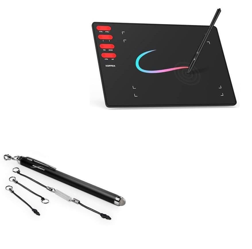 BoxWave Stylus Pen Compatible with XOPPOX T505 Graphics Drawing Tablet - EverTouch Capacitive Stylus, Fiber Tip Capacitive Stylus Pen - Jet Black