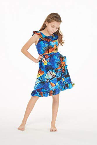 Image of Hawaii Hangover Family Matching Hawaiian Clothes, Sunset Blue | Family matching Hawaiian outfits, Sunset Blue, 100% cotton, machine washable, tropical floral print, luaus, cruises