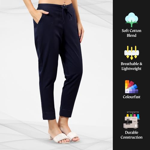Image of TRASA Ultra Soft Cotton Regular and Plus 8 Colour Cotton Pants for Womens and Girls - Available Sizes : M,L,XL,2XL,3XL,4XL,5XL