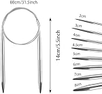 8pcs Aiguilles circulaires pour câbles de tricotage 31.5Inch(80cm) Kit d'aiguille de tricotage de qualité supérieure en acier inoxydable 8 Tailles Aiguilles à tricoter Set Aiguille Circulaire pour le Projet de Tissage(2mm,3mm,4mm,4.5mm,5mm,6mm,7mm,8mm)