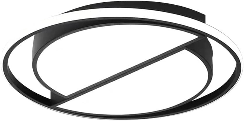 Plafonnier rond noir moderne 50cm : luminaire suspendu lumière froide avec interrupteur