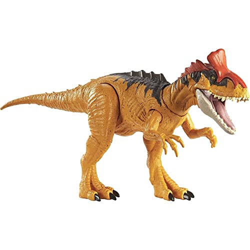 Jurassic World Sound Strike Cryolophosaurus Figure with Strike and Chomping Action, Realistic Sounds, Movable Joints, Authentic Color and Texture; Ages 4 and Up