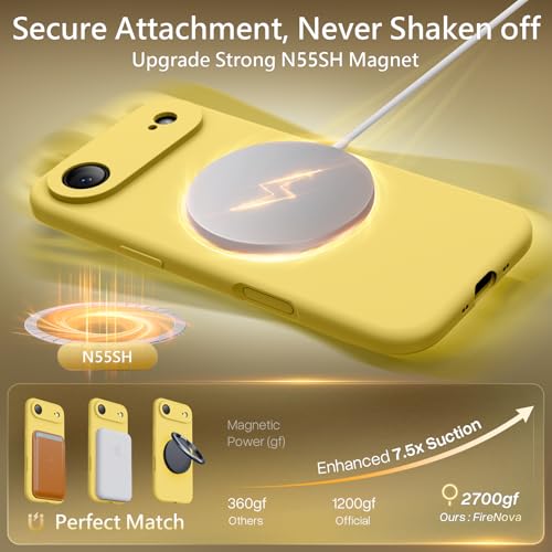 Image of FireNova Magnetic for iPhone Air Case, Compatible with MagSafe, [Integrated Silicone Camera Control Button] [Camera Protection] Microfiber Lining Phone Case for iPhone 17 Air, 6.5 inch, Yellow