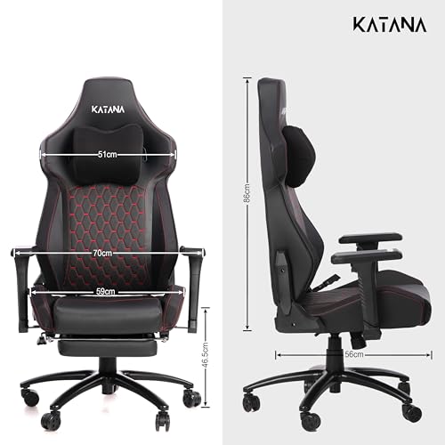 KATANA KT-04 Ergonomic Gaming & Office Chair | Multi-Functional with 4D Adjustable Armrests, Premium PU Leather, Neck Pillow & Retractable Footrest... - Image 3