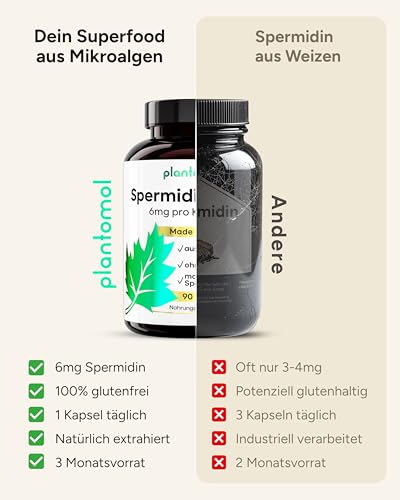 Spermidin Kapseln hochdosiert - Spermidin 6mg pro Kapsel - Spermidine Gehalt durch externes Labor bestätigt - Spermidin MAX - 3 Monatsvorrat 6