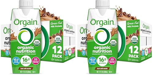 Image of Orgain Organic Nutritional Protein Shake, Iced Cafe Mocha - 16g Grass Fed Whey Protein, Meal Replacement, 20 Vitamins & Minerals, Fruits & Vegetables, Gluten Free, Non-GMO, 11 Fl Oz (24 Pack)