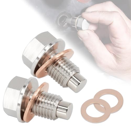 2 tornillos magnéticos de drenaje de aceite, M14 x 1,5, junta magnética, tuerca de drenaje de cárter de aceite, tornillo de drenaje de retorno, adaptador para coche con 4 juntas