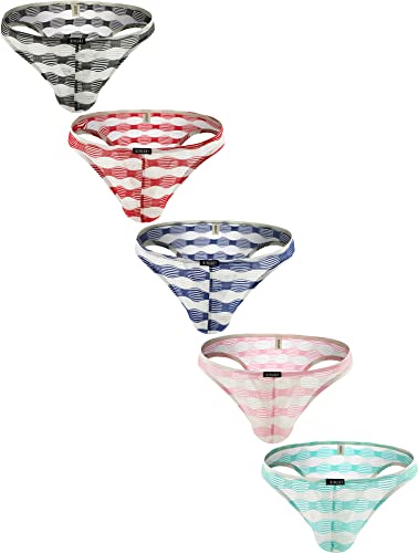 iKingsky Men's Cheeky Underwear Sexy Mid Coverage Back Briefs Stretch Breathable Bikini Under Panties for Men