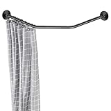 Adjustable Black Corner Shower Rod, 31-41 Inch Diamond Shaped Shower Curtain Rod, Curved Shower Curtain Rod, Rustproof 304 Stainless Steel Shower Rod for Bathroom Bathtub Drill and No Drill