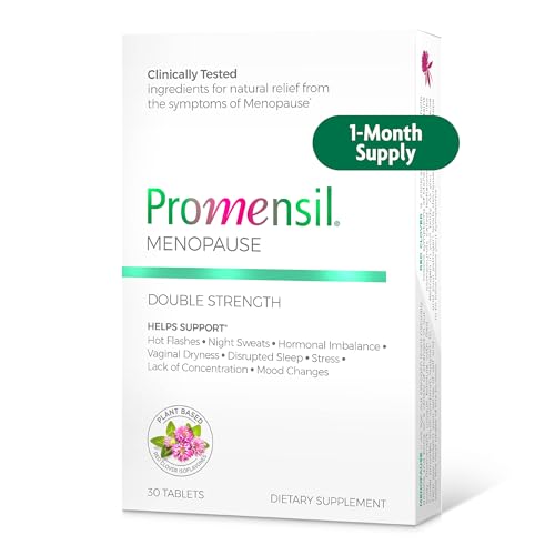 Promensil Menopause Double Strength - Menopause Supplements for Women, Red Clover Isoflavones, Helps Support Hot Flashes, Night Sweats, Restlessness - 30 Count