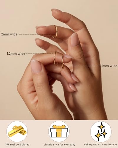 TLY Stackable Rings for Women Non Tarnish 18K Gold Silver Plated Dainty Stacking Rings Set Thumb Thin Cute Knuckle Pinky Finger Ring Promise Engagement Wedding Band Rings Size 5 6 7 8 9 10 Trendy Jewelry Gift for Women3