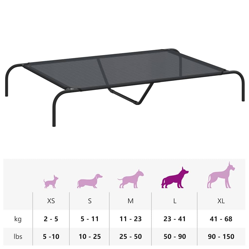 Cuccia rialzata per cani, 130 x 80 x 20 cm, con textilene e telaio in acciaio, antiscivolo, impermeabile, adatta per esterni, delicata sulle articolazioni, per cuccioli, anziani e animali