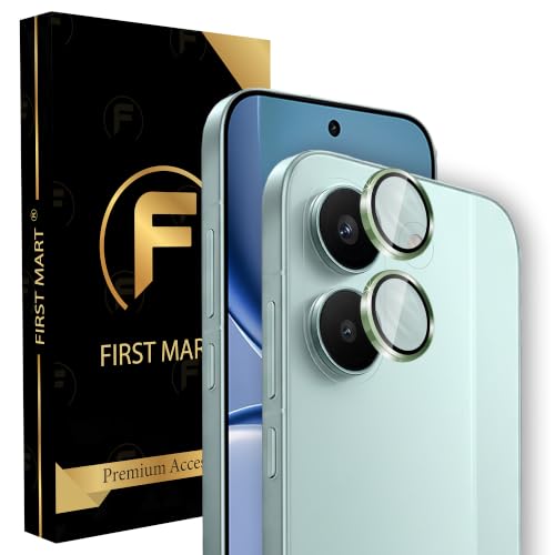 Image of FIRST MART Green Camera Ring Guard Protector for Redmi Turbo 5 | Tempered Glass with Metal Alloy Rings, HD Clear, Scratch Resistant, Case-Friendly | Pack of 1