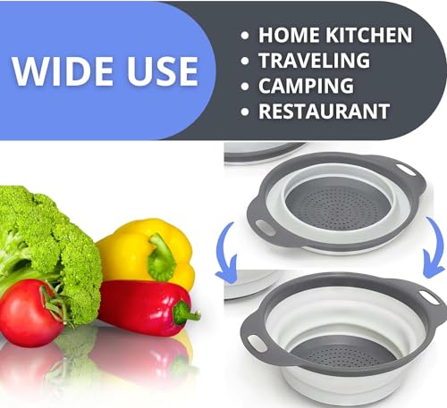 Killer'S Instinct Outdoors WHI-1PC White Round Silicone Collapsible Colander – Silicone Round Kitchen Strainers With Plastic Handles Small Foldable Kitchen Strainer Perfect thumb #4