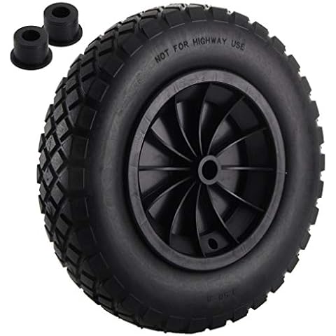 KetoPlastics BLACK PU 14" Puncture Proof Solid Industrial Wheelbarrow Wheel Tyre 3.50 - 8 Cover