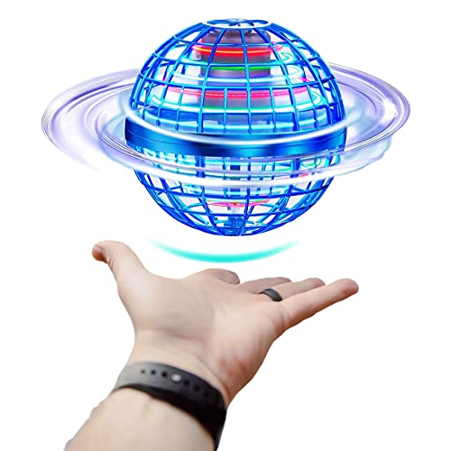 LED Magic Flying Ball Toys - Fidget Hover Ball Boomerang Drone Toy & Nebula Orb Cool Gadgets for Adults Kids | Hand Controlled Flying UFO Spinner Christmas Birthday Party Gifts for Boys Girls Blue