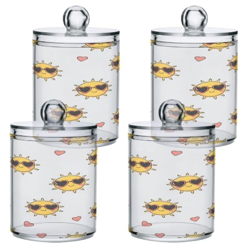 Tarros de hilo y bastoncillos Qtip: set de 4 recipientes de plástico para baño 3