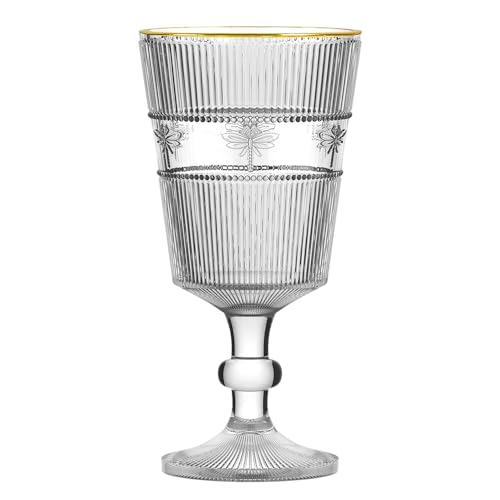 L'hermitage, Jg 6 tacas Aeshna em vidro borda gold rim 325ml - libélula