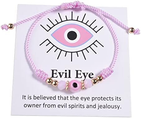 chorfla Evil Eye Bracelet For Women Teen Girls Protection Bracelet Pink Knot Bracelet Ojo Anklet Gift String Rope Thread For Daughter Niece Granddaughter Friend Bff Good Luck Christmas