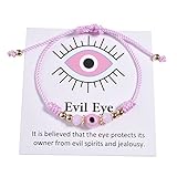 chorfla Evil Eye Bracelet For Women Teen Protection Bracelet Pink Knot Bracelet Ojo Anklet Gift String Rope Thread For Daughter Niece Granddaughter Friend Bff Good Luck Christmas